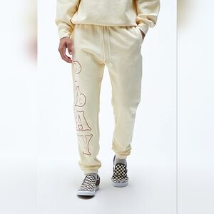 Men's Y2K Playboy Cream Color Graphic Sweatpants by PacSun Size Large